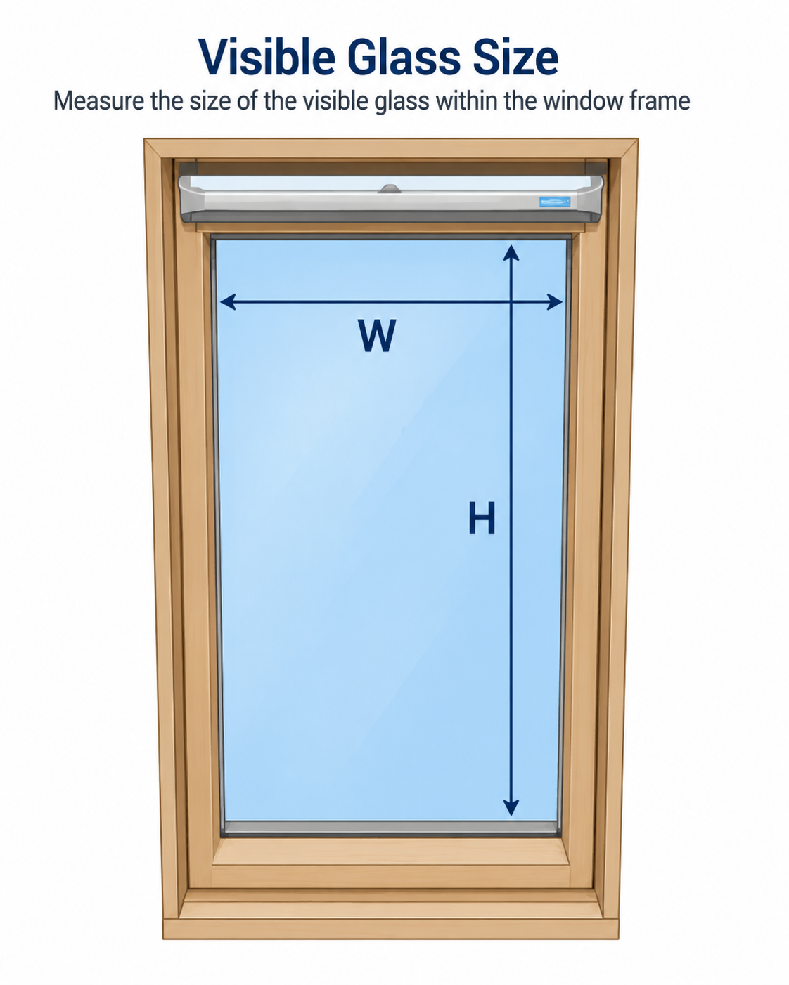 Keylite diagram showing the visible glass area of a roof window